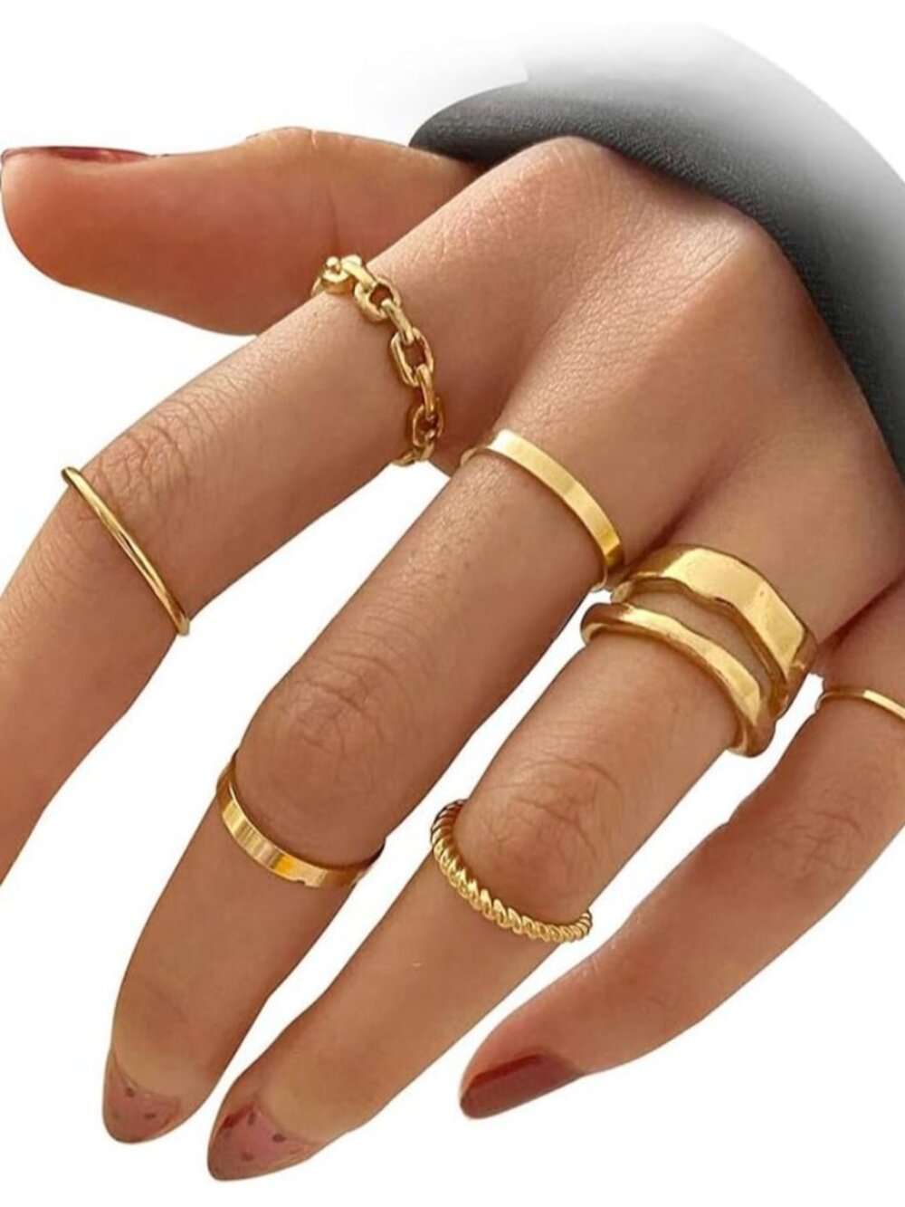 Gold Knuckle Rings Set for Women Snake Chain Stacking Ring Vintage BOHO Midi Rin